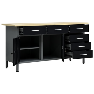 Workbench Black 160x60x85 cm Steel - Giant Lobelia