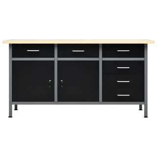 Workbench Black 160x60x85 cm Steel - Giant Lobelia