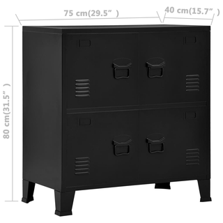 vidaXL Industrial Storage Chest Black 75x40x80 cm Steel - Giant Lobelia