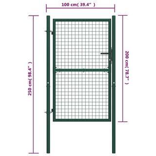 vidaXL Fence Gate Steel 100x200 cm Green - Giant Lobelia