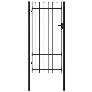 vidaXL Fence Gate Single Door with Spike Top Steel 1x2 m Black - Giant Lobelia