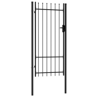 vidaXL Fence Gate Single Door with Spike Top Steel 1x2 m Black - Giant Lobelia