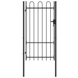 vidaXL Fence Gate Single Door with Arched Top Steel 1x1.75 m Black - Giant Lobelia