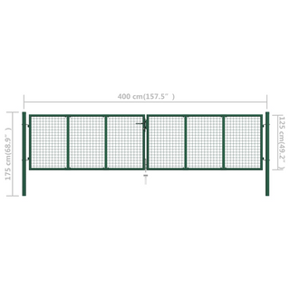 vidaXL Mesh Garden Gate Steel 400x125 cm Green - Giant Lobelia