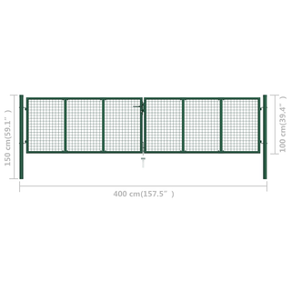 vidaXL Mesh Garden Gate Steel 400x100 cm Green - Giant Lobelia