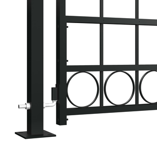 Fence Gate with Arched Top and 2 Posts 105x204 cm Black - Giant Lobelia