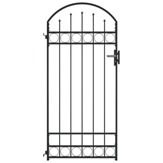 vidaXL Fence Gate with Arched Top Steel 89x200 cm Black - Giant Lobelia