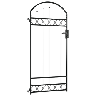 vidaXL Fence Gate with Arched Top Steel 89x200 cm Black - Giant Lobelia