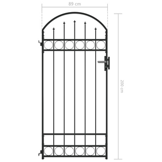 vidaXL Fence Gate with Arched Top Steel 89x200 cm Black - Giant Lobelia