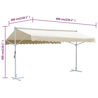 vidaXL Free Standing Awning 600x300 cm Cream - Giant Lobelia