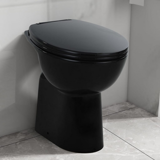 High Rimless Toilet Soft Close 7 cm Higher Ceramic Black - Giant Lobelia