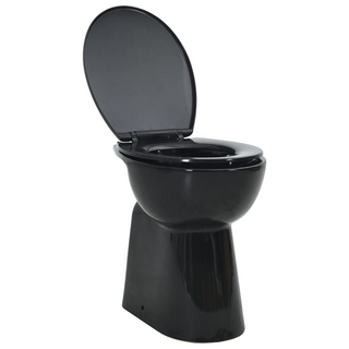 High Rimless Toilet Soft Close 7 cm Higher Ceramic Black - Giant Lobelia