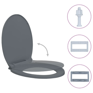 vidaXL Soft-Close Toilet Seat Grey Oval - Giant Lobelia