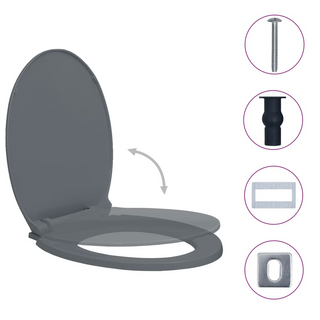 Soft-Close Toilet Seat Quick Release Grey Oval - Giant Lobelia