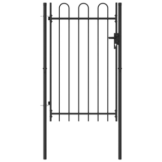 vidaXL Fence Gate Single Door with Arched Top Steel 1x1.5 m Black - Giant Lobelia