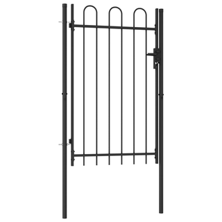 vidaXL Fence Gate Single Door with Arched Top Steel 1x1.5 m Black - Giant Lobelia