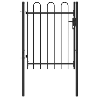 vidaXL Fence Gate Single Door with Arched Top Steel 1x1.2 m Black - Giant Lobelia