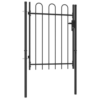 vidaXL Fence Gate Single Door with Arched Top Steel 1x1.2 m Black - Giant Lobelia