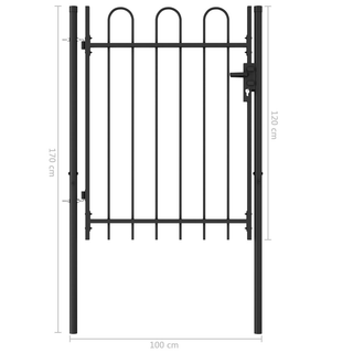 vidaXL Fence Gate Single Door with Arched Top Steel 1x1.2 m Black - Giant Lobelia