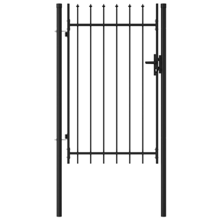 vidaXL Fence Gate Single Door with Spike Top Steel 1x1.5 m Black - Giant Lobelia