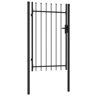 vidaXL Fence Gate Single Door with Spike Top Steel 1x1.5 m Black - Giant Lobelia