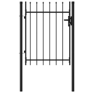 vidaXL Fence Gate Single Door with Spike Top Steel 1x1.2 m Black - Giant Lobelia