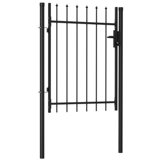 vidaXL Fence Gate Single Door with Spike Top Steel 1x1.2 m Black - Giant Lobelia