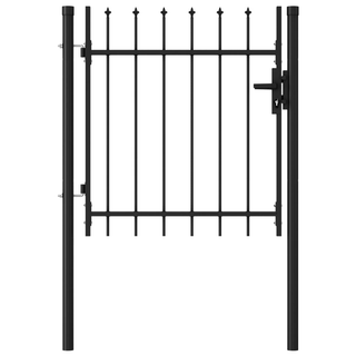 vidaXL Fence Gate Single Door with Spike Top Steel 1x1 m Black - Giant Lobelia