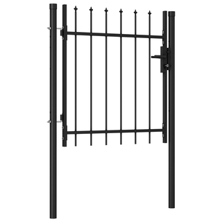 vidaXL Fence Gate Single Door with Spike Top Steel 1x1 m Black - Giant Lobelia