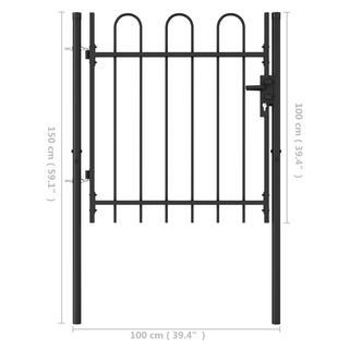 vidaXL Fence Gate Single Door with Arched Top Steel 1x1 m Black - Giant Lobelia