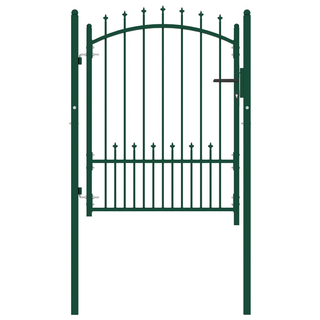 vidaXL Fence Gate with Spikes Steel 100x125 cm Green - Giant Lobelia