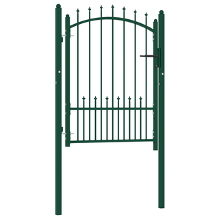 vidaXL Fence Gate with Spikes Steel 100x125 cm Green - Giant Lobelia