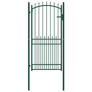 Fence Gate with Spikes Steel 100x200 cm Green - Giant Lobelia