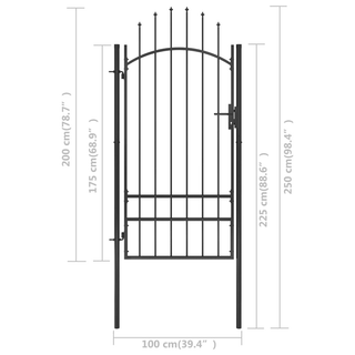 vidaXL Garden Gate Steel 1x2.5 m Black - Giant Lobelia