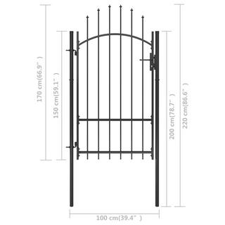 vidaXL Garden Gate Steel 1x2.2 m Black - Giant Lobelia