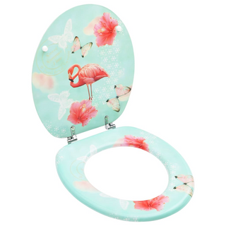 WC Toilet Seat with Lid MDF Flamingo Design - Giant Lobelia