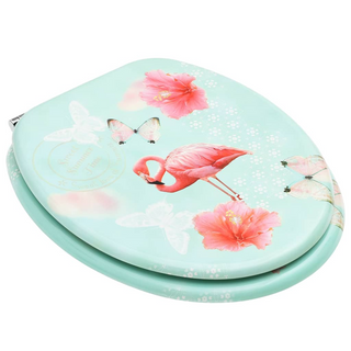 WC Toilet Seat with Lid MDF Flamingo Design - Giant Lobelia