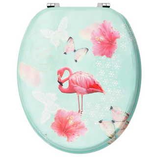 WC Toilet Seat with Lid MDF Flamingo Design - Giant Lobelia