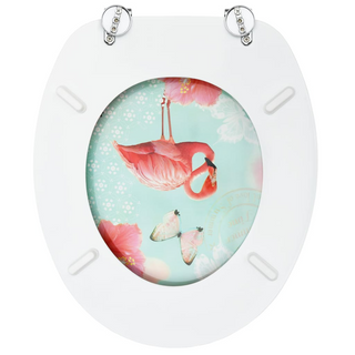 WC Toilet Seat with Lid MDF Flamingo Design - Giant Lobelia