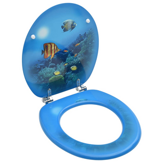 WC Toilet Seat with Lid MDF Deep Sea Design - Giant Lobelia