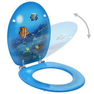 WC Toilet Seat with Lid MDF Deep Sea Design - Giant Lobelia