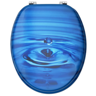 WC Toilet Seat with Lid MDF Blue Water Drop Design - Giant Lobelia