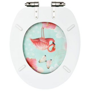 WC Toilet Seat with Soft Close Lid MDF Flamingo Design - Giant Lobelia