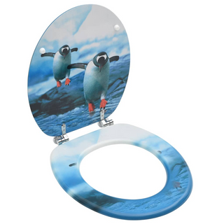 WC Toilet Seat with Lid MDF Penguin Design - Giant Lobelia