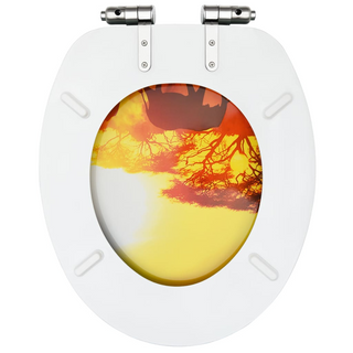 WC Toilet Seat with Soft Close Lid MDF Savanne Design - Giant Lobelia