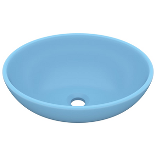 vidaXL Luxury Basin Oval-shaped Matt Light Blue 40x33 cm Ceramic - Giant Lobelia