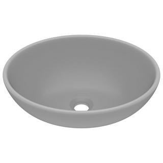 vidaXL Luxury Basin Oval-shaped Matt Light Grey 40x33 cm Ceramic - Giant Lobelia