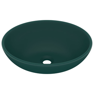 vidaXL Luxury Basin Oval-shaped Matt Dark Green 40x33 cm Ceramic - Giant Lobelia