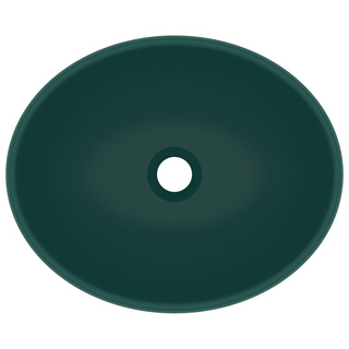 vidaXL Luxury Basin Oval-shaped Matt Dark Green 40x33 cm Ceramic - Giant Lobelia