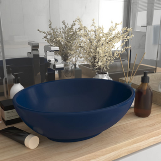 vidaXL Luxury Basin Oval-shaped Matt Dark Blue 40x33 cm Ceramic - Giant Lobelia